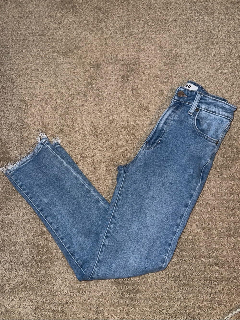 Just Black Denim JBD Blue High Rise Fringed Slim Jeans Size 25